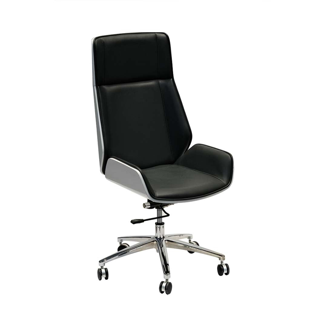 Luxury PU leather High Back Office Chair With Height Adjustable and Swivel Wheels-GCC Home Center