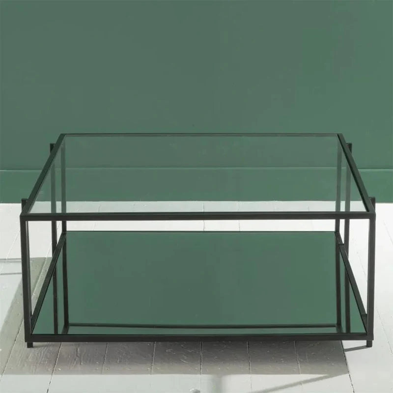 Elegant Glass and Metal Square Coffee Table