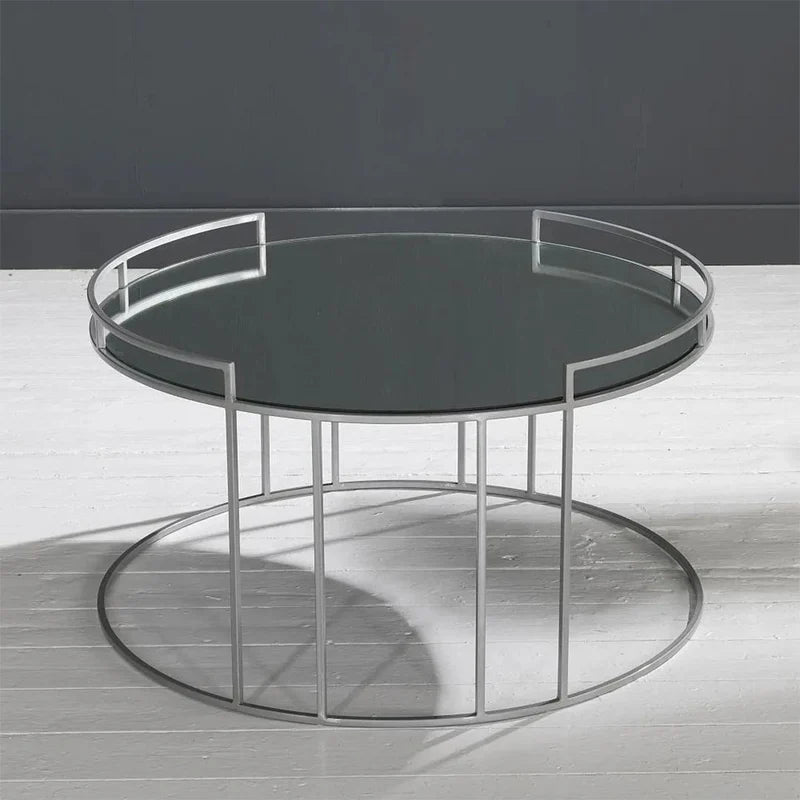 Glass and Chrome Elegant Round Coffee Table