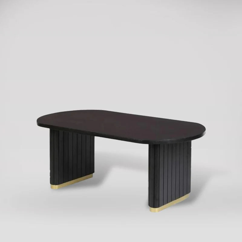 Black Ribbed Mango Wood Coffee Table