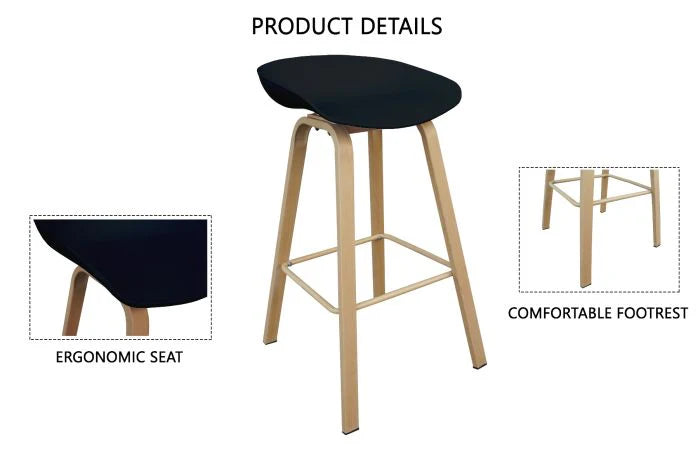 Ultimate Eames Style Seat Height Bar Stool - Black-GCC Home Center
