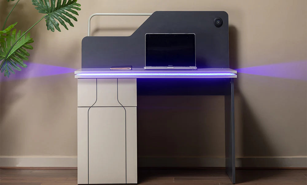 Study Desk With Built-In LED Lighting