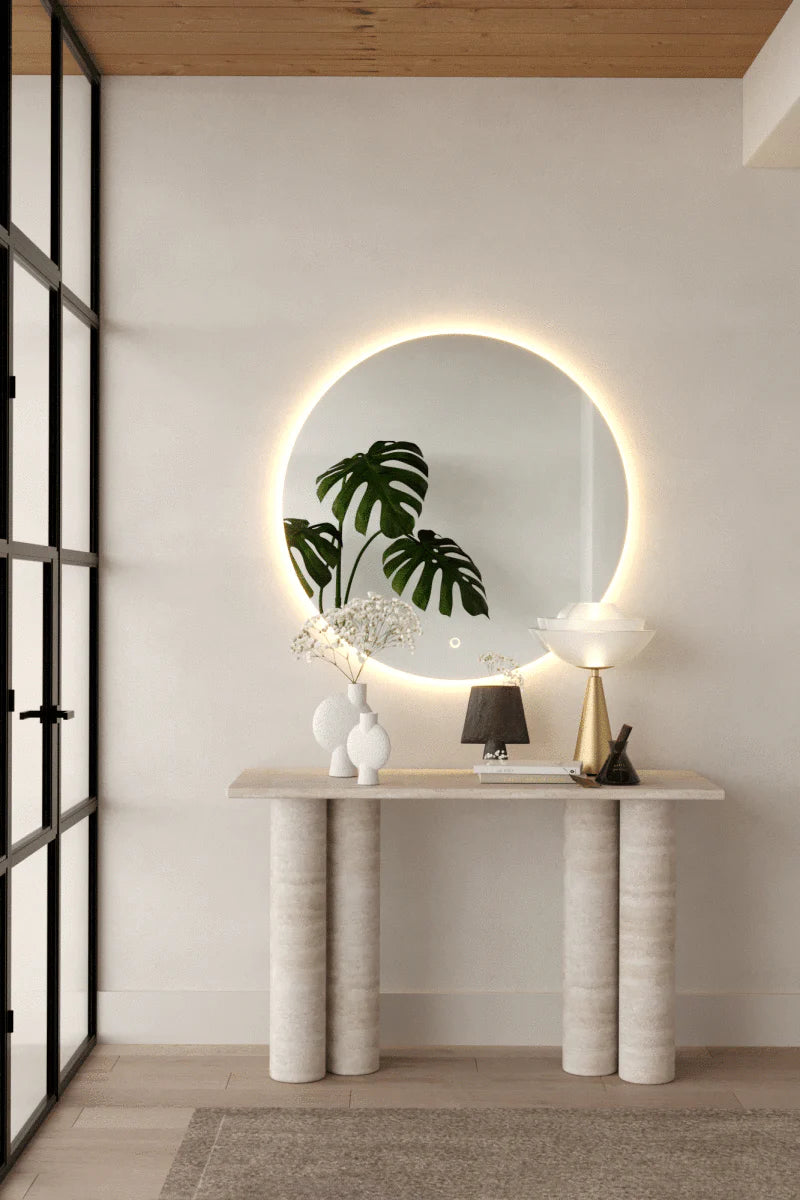 Frameless Round Wall Mirror with Backlit LED