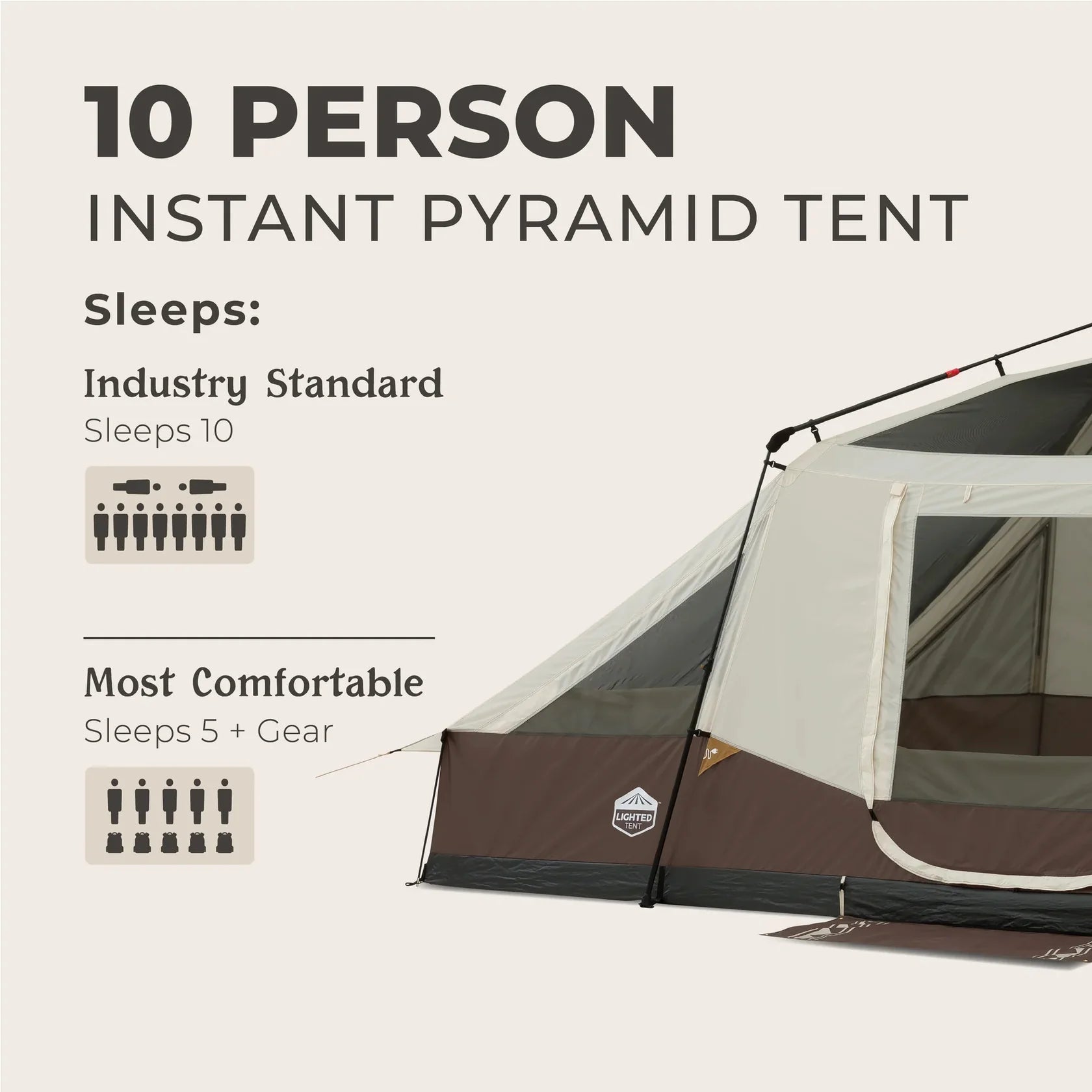 CORE 10 Person Lighted Instant Pyramid Tent 16' x 9'