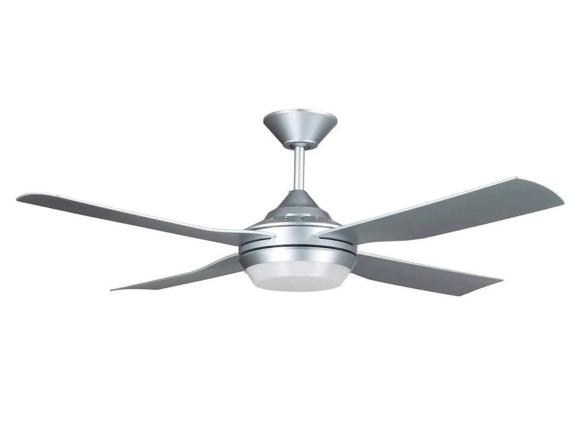 Silver Ceiling Fan Ø132 cm Light Integrated And Remote Control Included