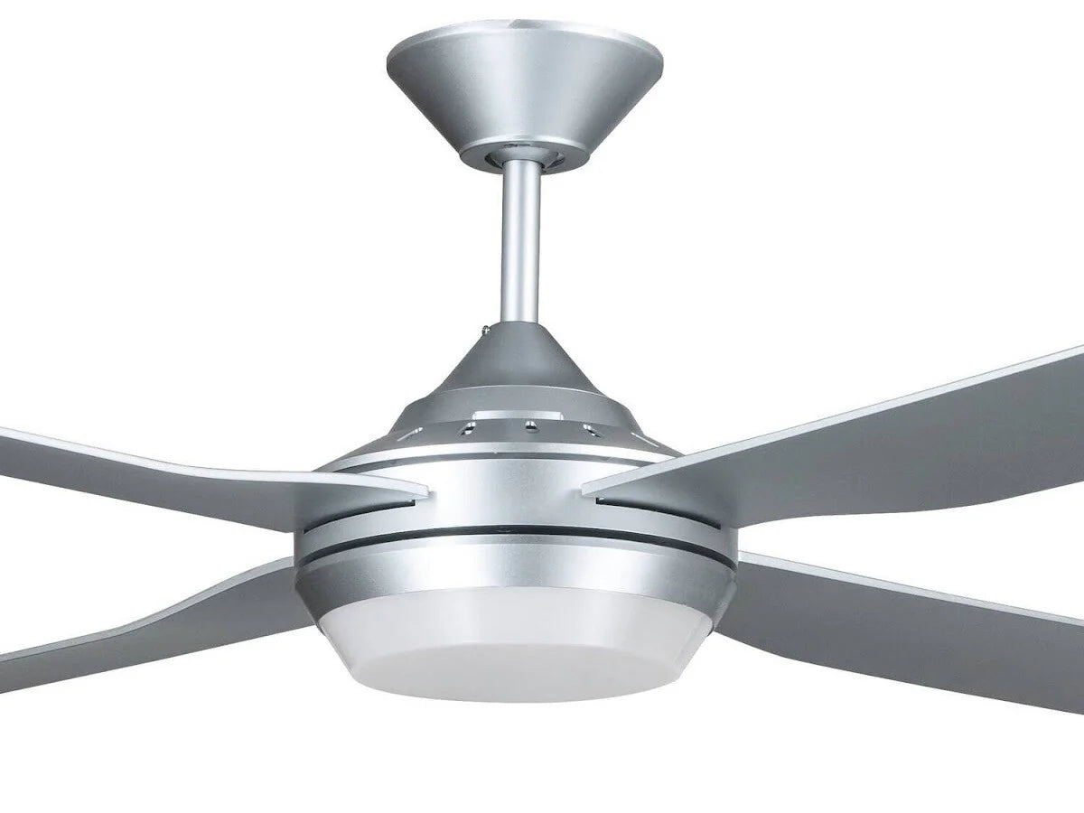Silver Ceiling Fan Ø132 cm Light Integrated And Remote Control Included