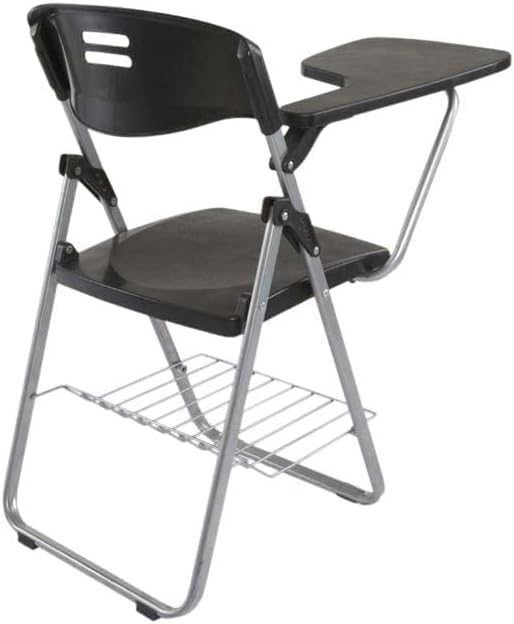 Mahmayi Kelvin S234A Folding Student Chair - Plastic Folding Chair With Writing Tablet - Foldable Chair With Polypropylene Tablet (Black) (Student Chair)