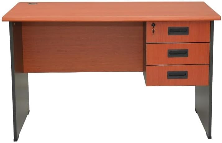 Wooden Office Desk MAF-WT120x70cM with 3 Drawer with 1 Drawer with Key lock simple desk easy to Install and easy to move anywhere good for home use office use etc. (Cherry)