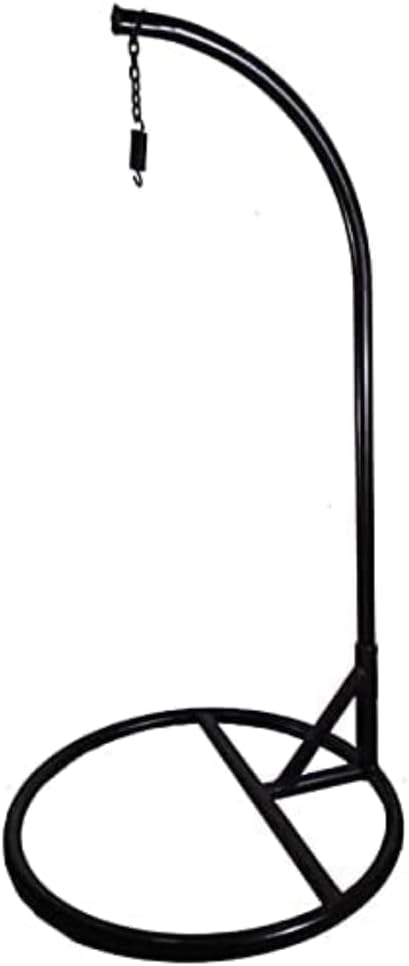 ALWASIT HOME Arabian Hanging Swing Chair | Modern Design Hanging Chair | Hammock Chair | Swing Chairs For Indoor Outdoor Balcony Garden Lawn Pool Side Beige Black Round Base-GCC Home Center