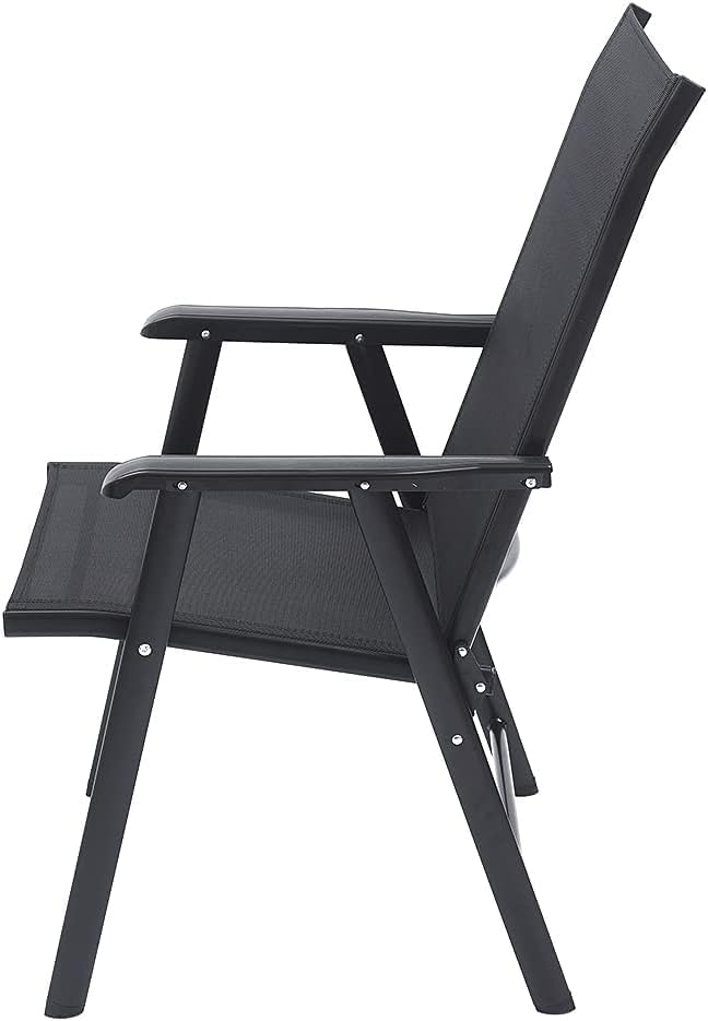 Foldable Patio Chair with Armrests and Breathable Seat Fabric, Outdoor Dining Chair-GCC Home Center