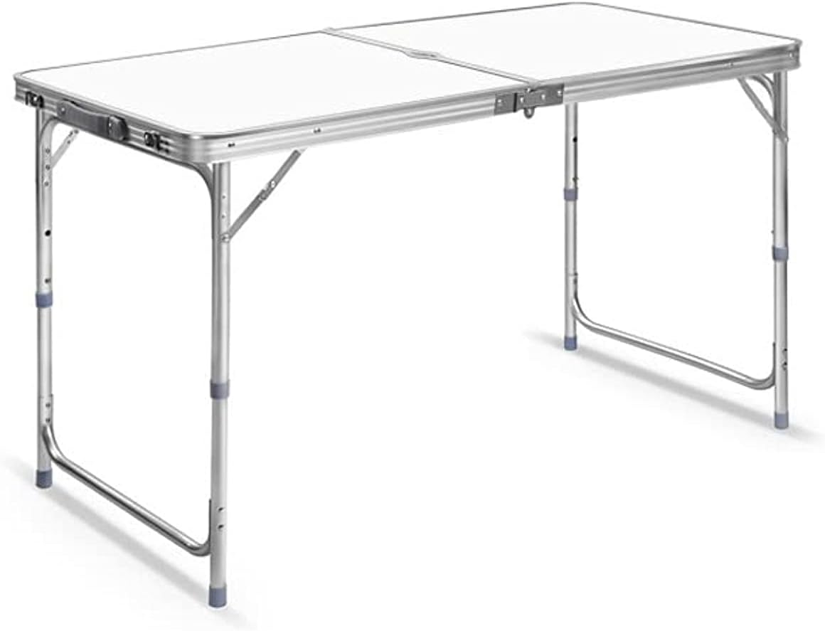 Organized Home Folding Camping Picnic Table - Portable Outdoor Aluminum Table, 3 Adjustable Heights, Lightweight Dining Table for Grill BBQ Backyard and Beach (Round tube)