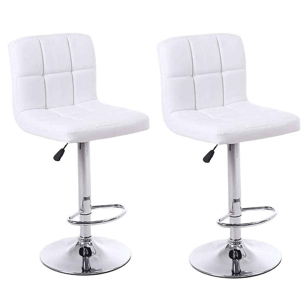 LANNY White Color PU Leather Barstool High Chair for Kitchen Bar Shop, Adjustable Height Up and Down Office Furniture-GCC Home Center