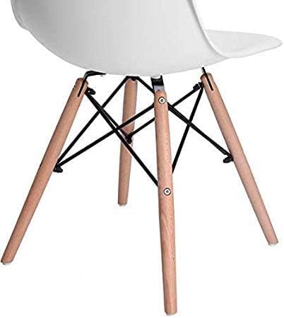 Chair with Walnut Wood Legs For Dining Room Chair Or Office, Lounge Chair Without Arms - White-GCC Home Center