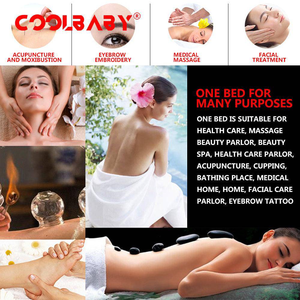 COOLBABY Portable Folding Massage Table – Adjustable Professional Spa & Therapy Bed with Carry Bag
