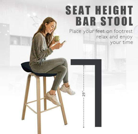 Ultimate Eames Style Seat Height Bar Stool - Black-GCC Home Center