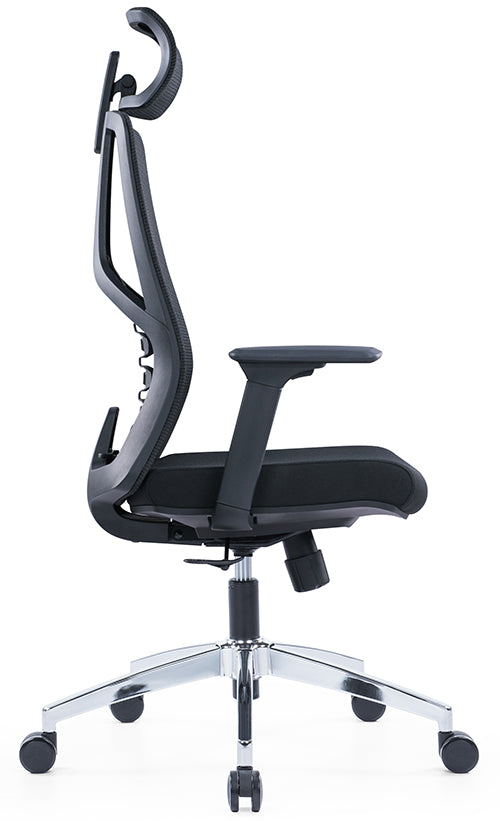 High Back Ergonomic Swivel Office Chair – Mesh Design with Adjustable Headrest & Lumbar Support