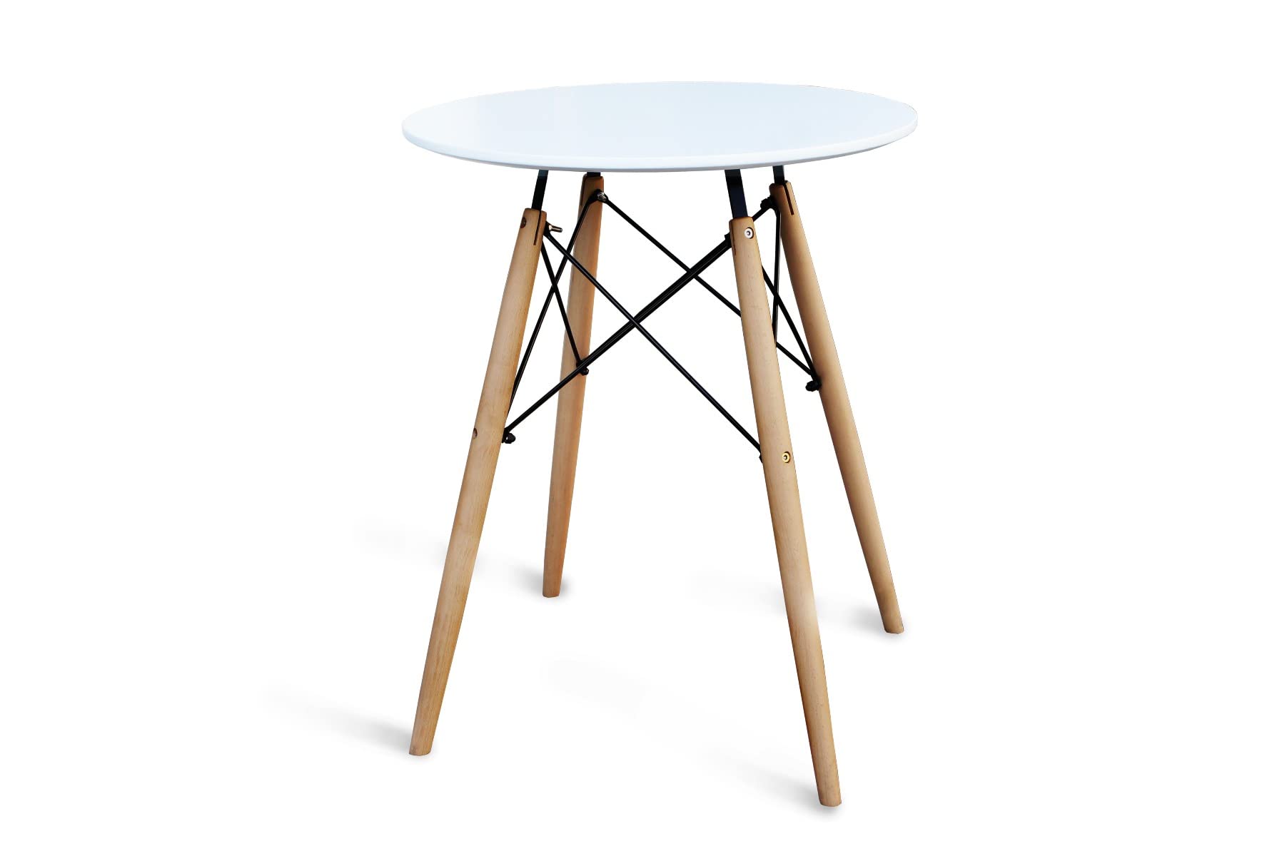 Mahmayi TJ HYT08 60DIA Round Pantry Table - Quad Leg base - Versatile for Home Office, Bistro, Balcony, Lawn, and Breakfast Nook - Fits Any Urban Decor Theme, Sturdy & Easy to Clean- Black(60cm)