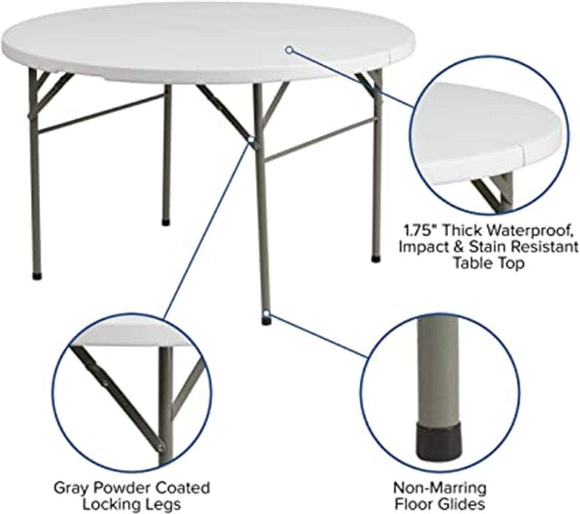 LANNY White Portable Plastic Round Folding Table for Dining Ø150cm ZY150QL for Buffeet Party Picnic Stuff Indoor Outdoor of max 12 Person-GCC Home Center