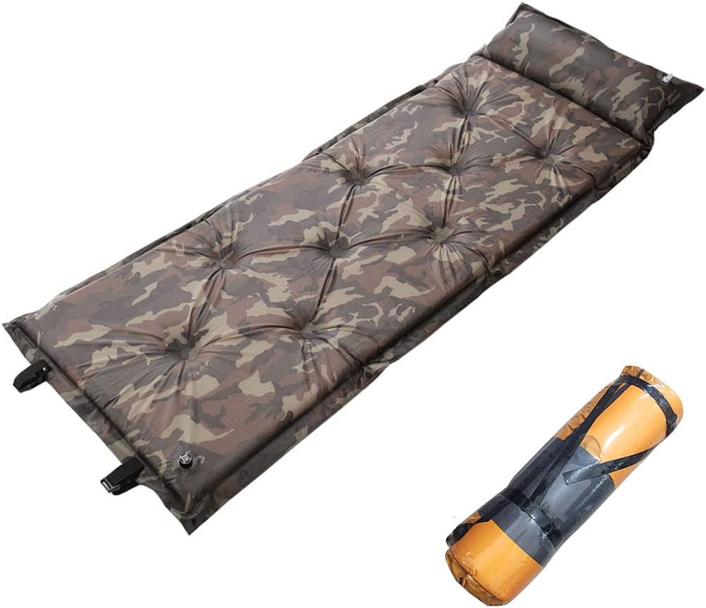 Moonmen Inflatable Camping Sleeping Pad, Self-Inflating Sleeping Mat with Pillow, No Pump Requied Compact Ultralight Waterproof Camping Air Mattress for Backpacking, Hiking, Tent (Camo)