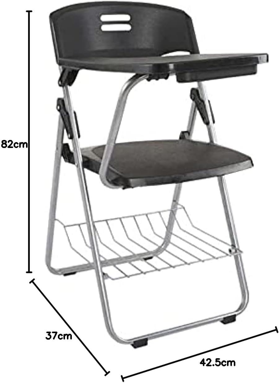 Mahmayi Kelvin S234A Folding Student Chair - Plastic Folding Chair With Writing Tablet - Foldable Chair With Polypropylene Tablet (Black) (Student Chair)