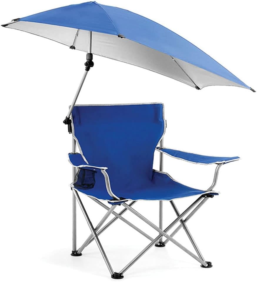 COOLBABY LZM-STY01 Large Outdoor Leisure Folding Chair,Portable Fishing Folding Chairs with Detachable Umbrella,for Beach Patio Pool Park Outdoor Camping Chair,Blue