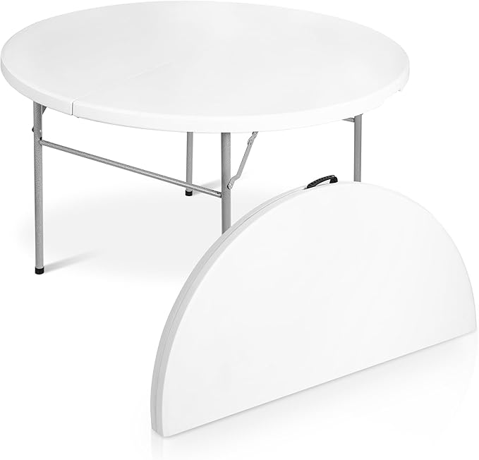 1.8M (6 Ft) Round Folding Card Table For Indoor And Outdoor – White