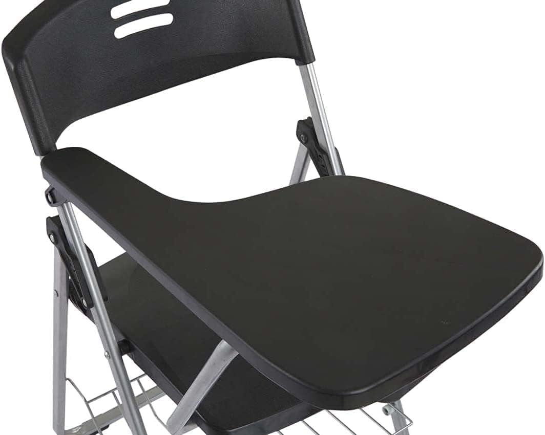 Mahmayi Kelvin S234A Folding Student Chair - Plastic Folding Chair With Writing Tablet - Foldable Chair With Polypropylene Tablet (Black) (Student Chair)