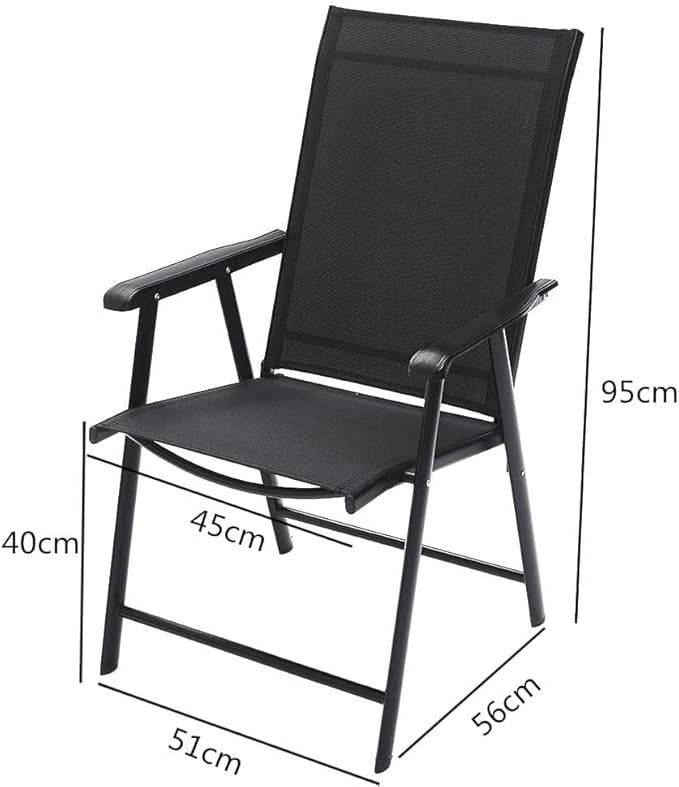 Foldable Patio Chair with Armrests and Breathable Seat Fabric, Outdoor Dining Chair-GCC Home Center