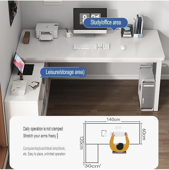 Computer and Multifunction Table Home Office Workstation 120 CM with 3 Drawers