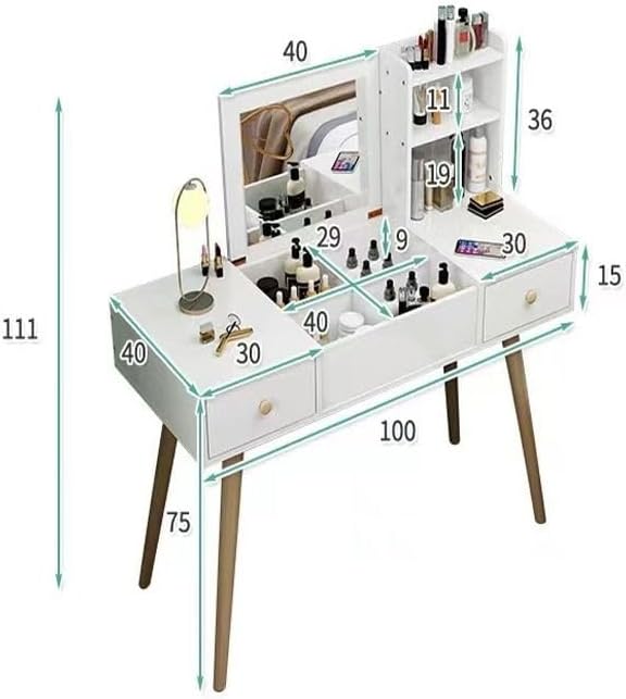 Multifunction Modern Design Two Drawers Makeup Dressings Storage Table For Living Room - White/Beige-GCC Home Center