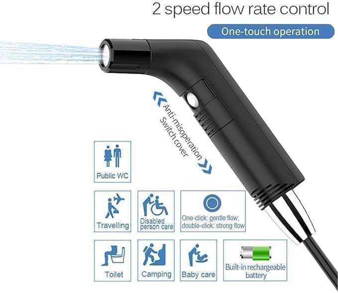 COOLBABY Portable Shattaf Travel Bidet Sprayer for Hygiene Cleaning with 2.3L Water Container