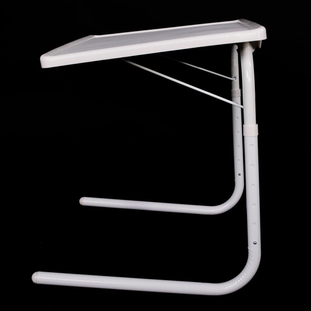 McMoLa Foldable Assembled Table TV Tray Portable Folding Snack Table - Adjustable Sofa Side Table, Bed Laptop Desk Table for Breakfast Home Use White