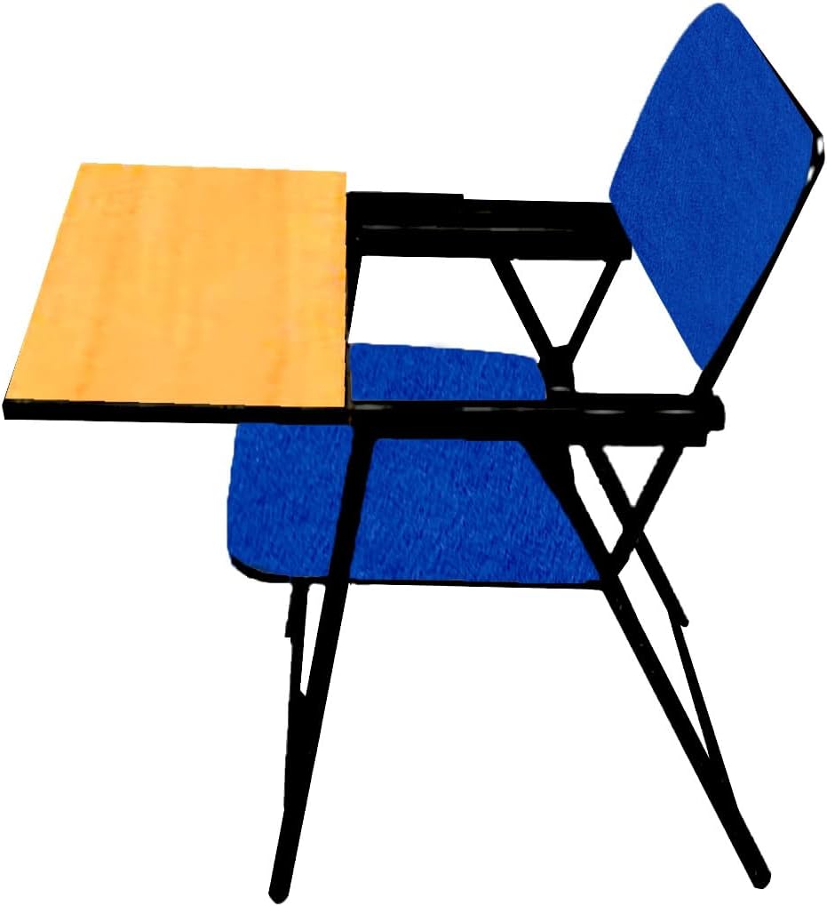 Spacecrafts® Folding Cushion Study Chair | Space Saving | Desk Chair | Powder Coated with Cushion | Blue Color (with WRITING PAD)