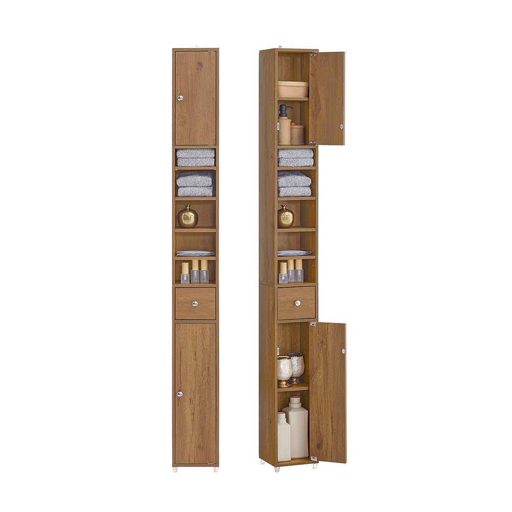 (Dubai Stock) SoBuy مجلس الوزراء Storage Cabinet Drawer Cabinet bathroom storage Bathroom Tall Cabinet 20x20x180cm (white) BZR34-W
