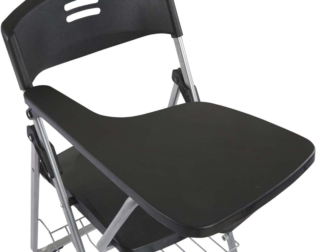 Mahmayi Kelvin S234A Folding Student Chair - Plastic Folding Chair With Writing Tablet - Foldable Chair With Polypropylene Tablet (Black) (Student Chair)
