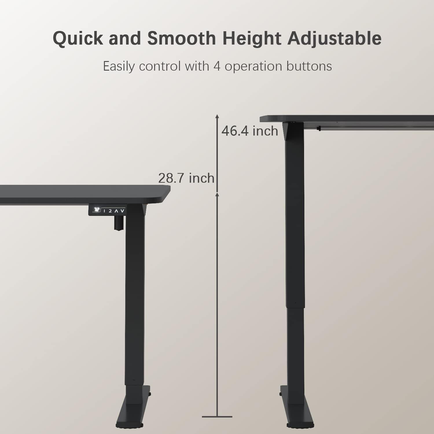 Furmax Electric Height Adjustable Standing Desk Large 55 x 24 Inches Sit Stand Up Desk Home Office Computer Desk Memory Preset with T-Shaped Metal Bracket, Black-GCC Home Center