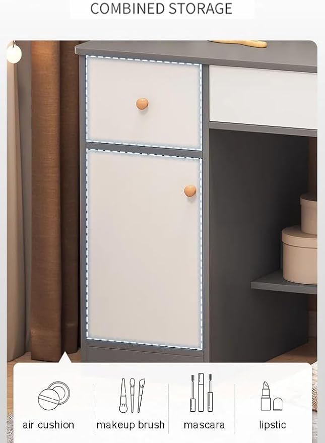 Multifunctional Makeup Vanity Dressing Table with Drawers and Chair 80 CM-GCC Home Center