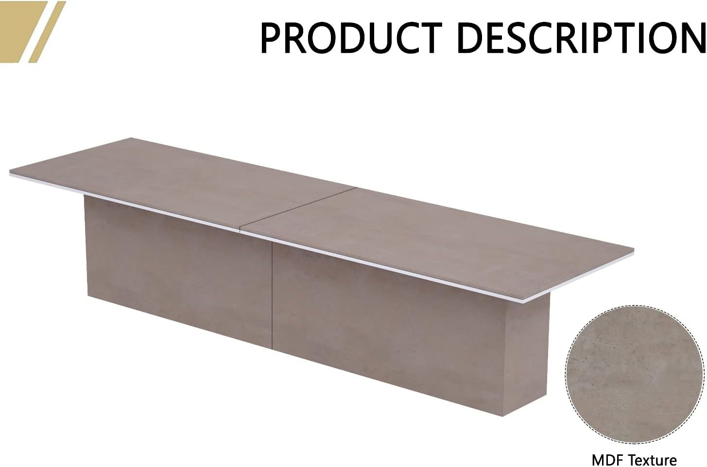 Mahmayi Modern Conference Table, Office Meeting Table, Conference Meeting Room Table - Light Concrete, 480CM