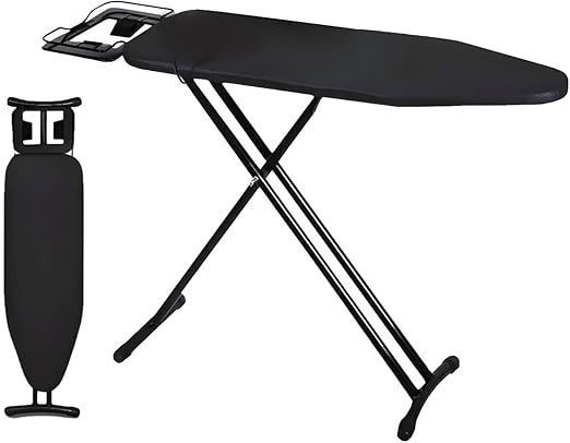 Folding Ironing Board with Iron Rest – Heavy Duty, Height Adjustable, Heat-Resistant Cover – 110 x 30 cm – Portable Iron Table for Apartments & Small Spaces