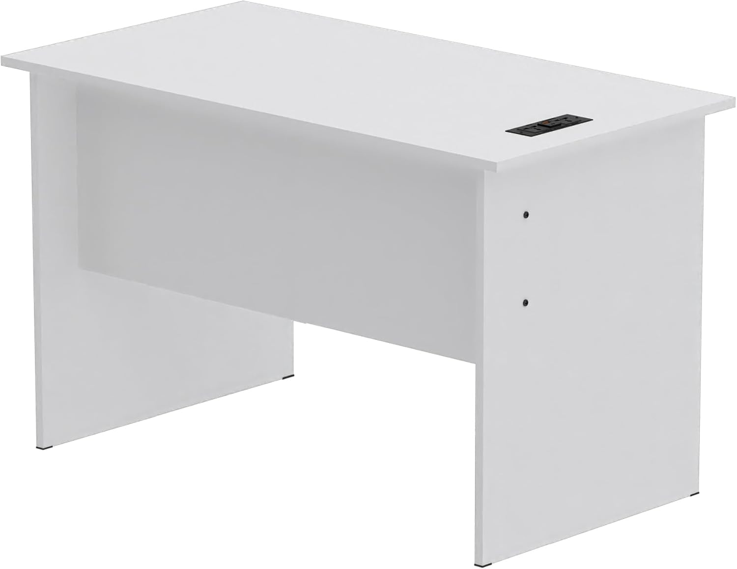 Mahmayi Modern MP1 120x60 Study Writing Table with BS01 Super Recessed Power Strip Desktop Socket Board, Modern Executive Desk for Adults, Home Offices, Schools, Laptop, Computer Workstation - WHITE