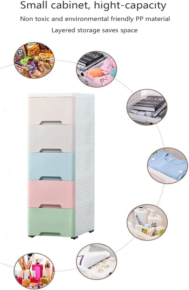 COOLBABY 20 Wide Slit Cabinet Drawer Storage Cabinet Kitchen Cabinet Toilet Rack Plastic Gap Narrow Cabinet Finishing Storage Box Five Layers