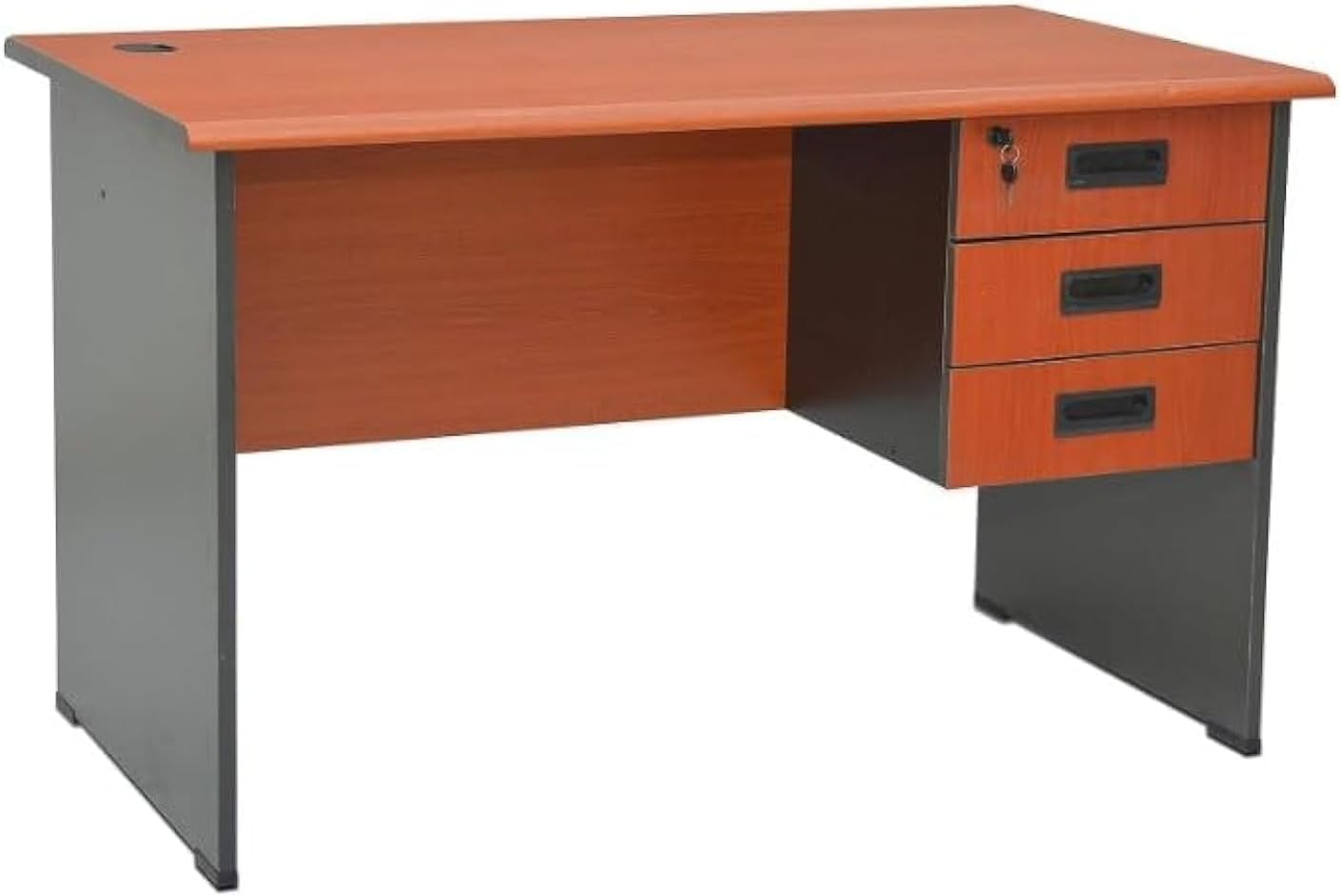 Wooden Office Desk MAF-WT140x70cM with 3 Drawer with 1 Drawer with Key lock simple desk easy to Install and easy to move anywhere good for home use office use etc. (Cherry)