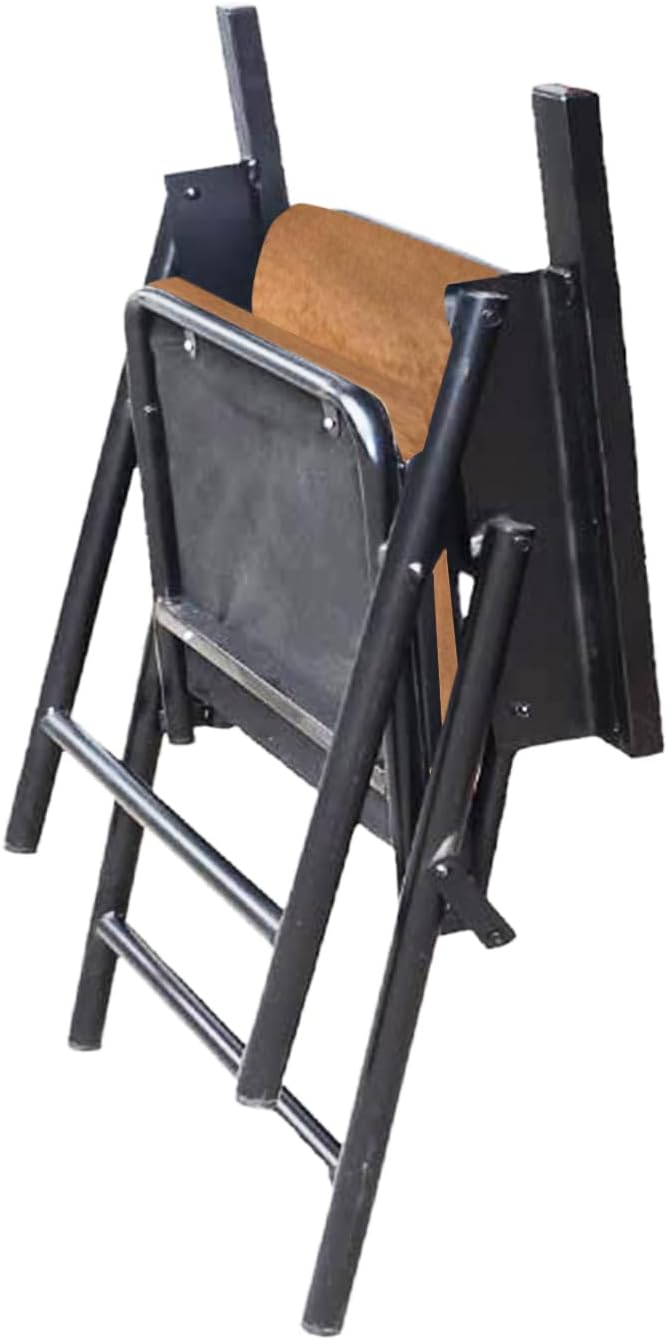 Spacecrafts Folding Cushion Study Chair | Space Saving | Desk Chair | Powder Coated With Cushion | Brown (With Writing Pad) - Mild Steel