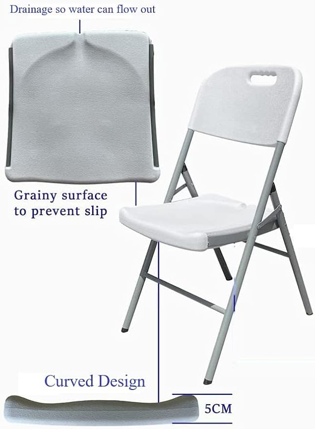 Folding Plastic Chair Molded Seat & Back Stackable Indoor Outdoor, Steel Frame, Heavy Duty-GCC Home Center