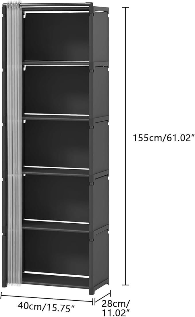 6-Cube Storage Organizer Book Shelf – DIY Metal Bookcase with Portable Design (Black, Matte Finish)