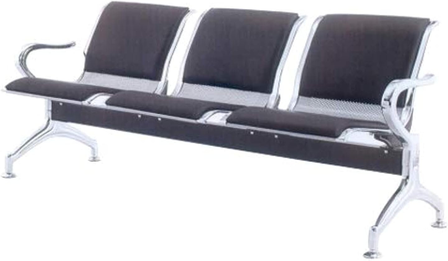MAF 3 Seater Airport Chair with Cushion - Black-GCC Home Center