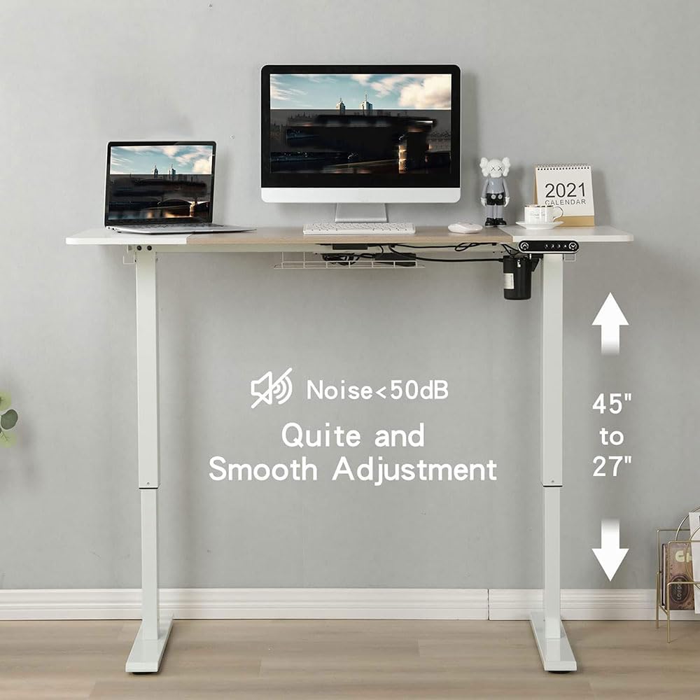 COOLBABY Electric Height Adjustable Standing Desk,55 x 24 Inches Stand Up Desk Workstation, Splice Board Home Office Computer Standing Table Ergonomic Desk