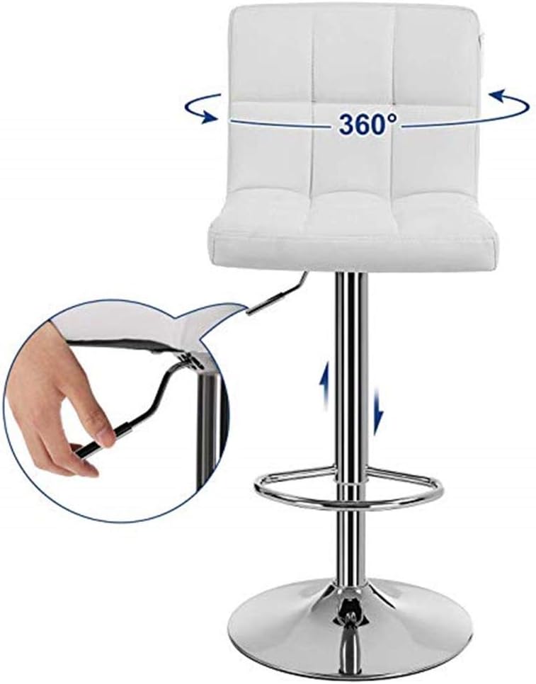 LANNY White Color PU Leather Barstool High Chair for Kitchen Bar Shop, Adjustable Height Up and Down Office Furniture-GCC Home Center