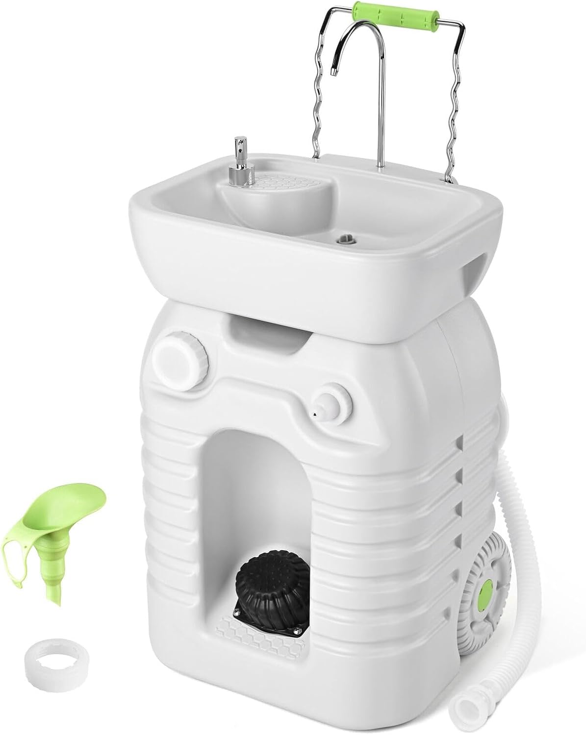 ALBAWADI Portable Camping Hand Wash Sink Foot Pump With 45L Water Tank Wheels Dispenser Adjustable Height Size