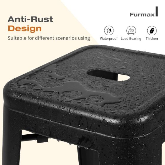 Metal Stackable Bar-Home Kitchen Stool - Black-GCC Home Center